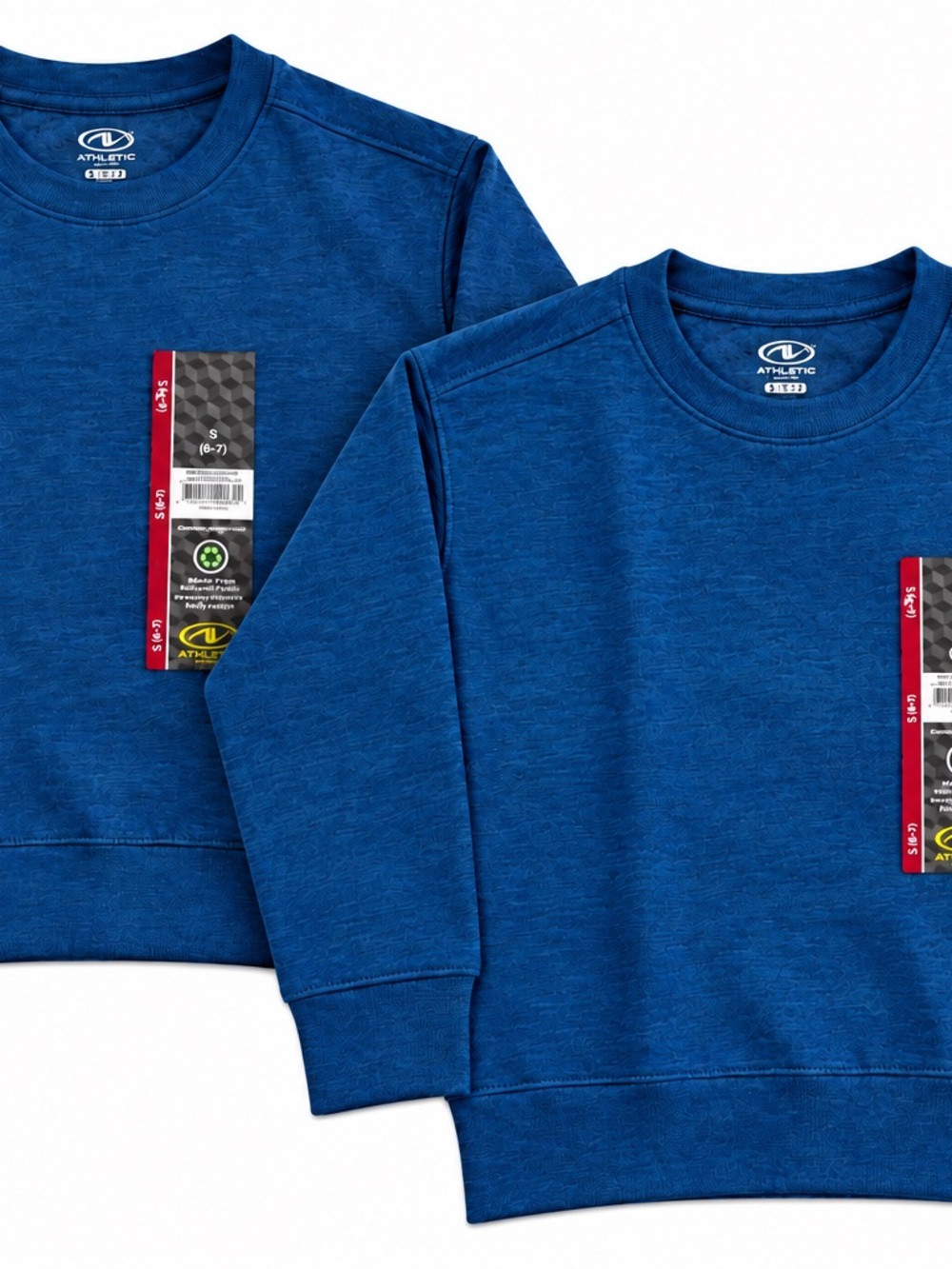 Athletic Works Boys Blue Crewneck Sweatshirts 2 Pack Size S 6-7 New